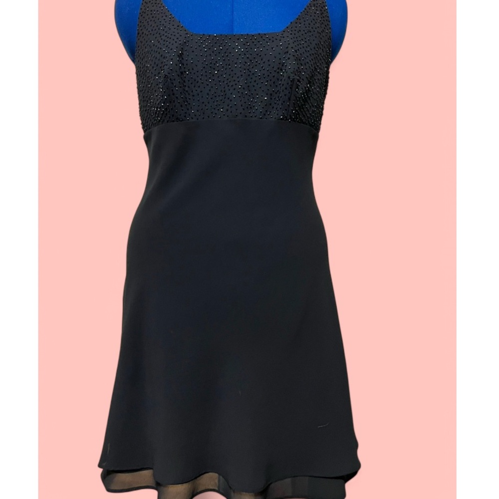 Vintage Black Cocktail Dress w/ Beads - Size 6